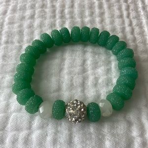 Light green stretch bracelet with crystal bead decor
